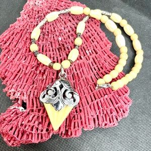 Handmade Carved Bone Necklace